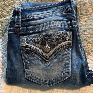 Miss Me Blue Boot Cut Jeans with Silver Accents